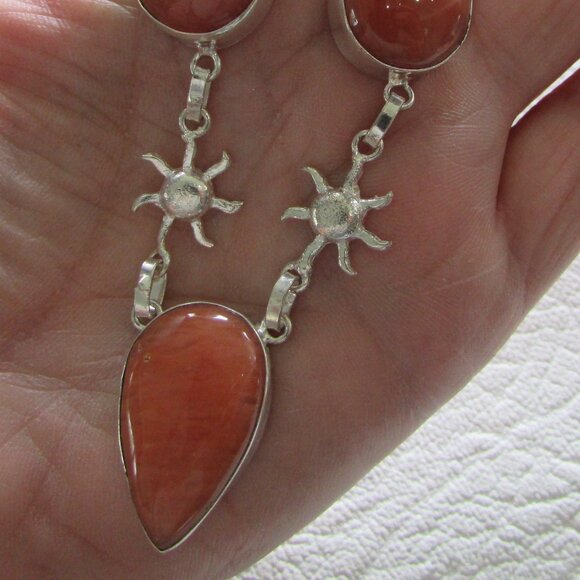 Jasper Stone and Sun Necklace - NEW - Picture 6 of 7